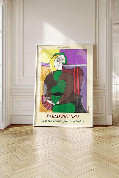 Buka Shops Framed Painting Pablo Picasso "Woman Seated Beside the Window" Premium Poster: Icônico of Modern Art