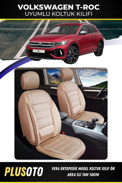 PlusOto مجموعة أغطية مقاعد السيارة باللون البيج المتوافقة مع سلسلة Vera من Vo...