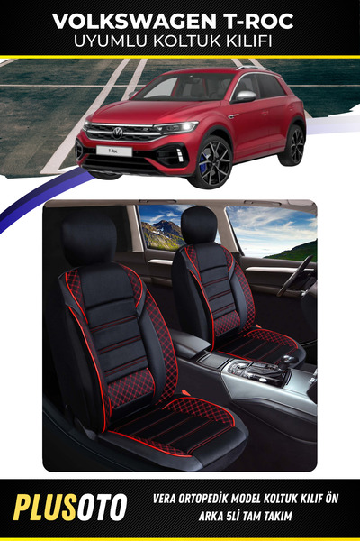 PlusOto مجموعة أغطية مقاعد السيارة المتوافقة مع سلسلة Vera من Volkswagen T-Ro...
