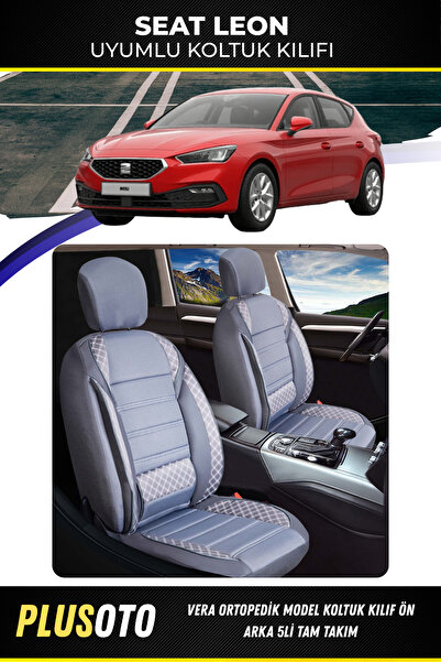 PlusOto Seat Leon Compatible Vera Series Smoked Car Seat Cover Set of 5 M-867