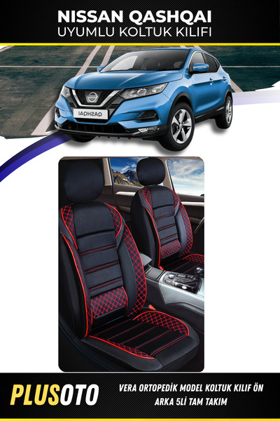 PlusOto مجموعة غطاء مقعد السيارة المتوافقة مع سلسلة Vera من Nissan Qashqai با...