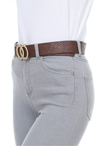 Paçuli Moda Patchouli Women's Pin Double Ring Patterned Buckle K-ss20033