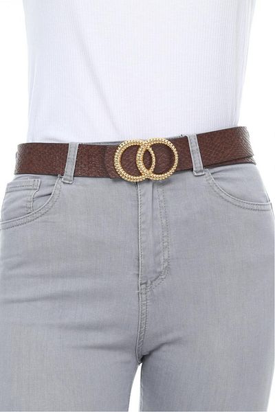 Paçuli Moda Patchouli Women's Pin Double Ring Patterned Buckle K-ss20033