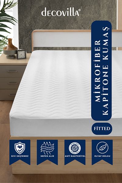 Decovilla Micro Quilted Fitted Full Edge Water Liquid Proof Mattress Protector Mattress Sheet White