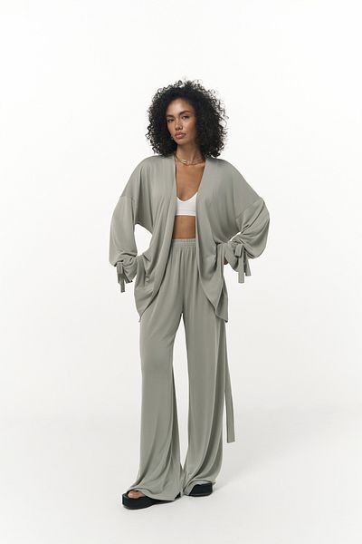 MAİ COLLECTİON Donna Mint Kimono Pants Set