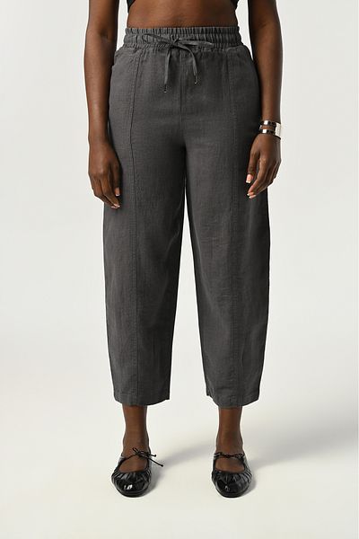 Orfeo Negro Women's Elastic Waist Comfortable Fit 100% Linen Solid Color Pants