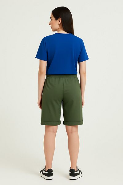 OXVİN Relax Return Πτυσσόμενο πόδι με κορδόνια στη μέση Oversize γυναικείο σορτς βερμούδα