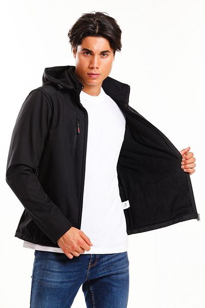 Slazenger Palton de iarnă pentru bărbați, rezistent la apă, cu glugă, cu fermoar, negru
