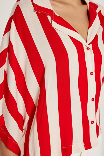 Tudors Women's Standard Fit Viscose V-Neck Striped Shirt