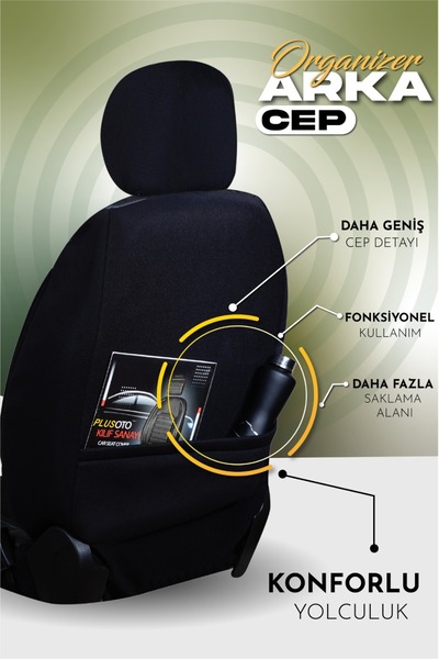 PlusOto Nissan Pulsar Compatible Vera Series Black Car Seat Cover Set of 5 M-577