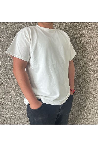 EQİ Men's White-Ekru Basic T-Shirt