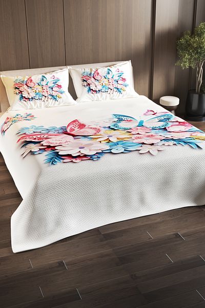 MonoHome Pique Set Cotton Double Jacquard Woven Bedspread Lotus