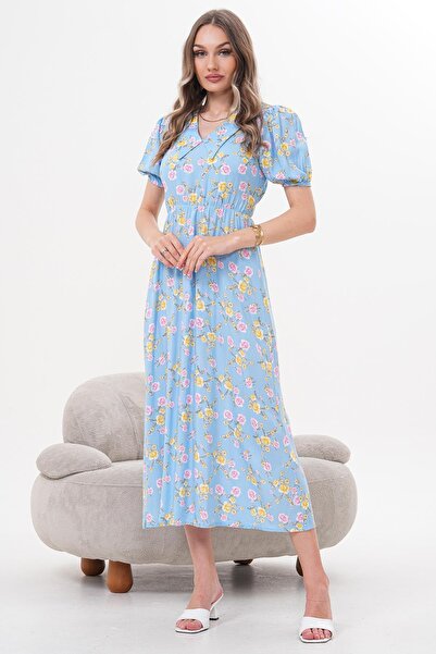 Siyezen Bebe Yaka Beli Lastikli Elbise