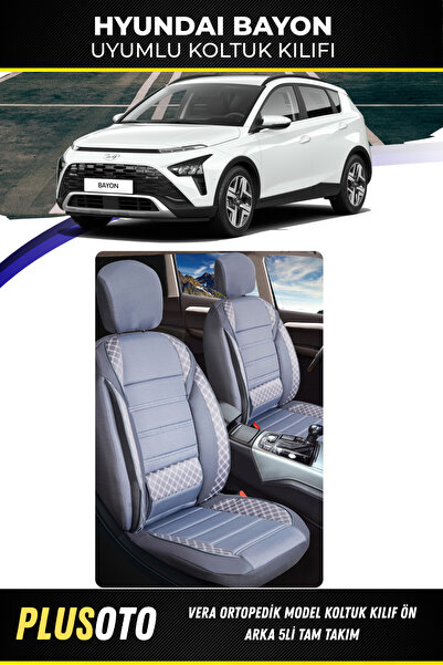 PlusOto Hyundai Bayon Uyumlu Vera Serisi Füme Oto Koltuk Kılıfı 5li Takım Set...
