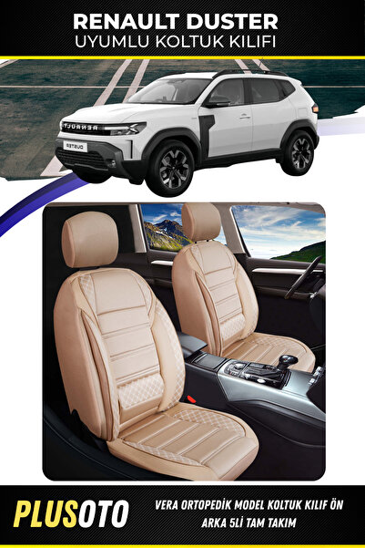 PlusOto Renault Duster Uyumlu Vera Serisi Bej Oto Koltuk Kılıfı 5li Takım Set...