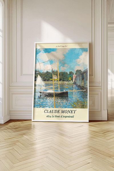 Buka Shops Peisajul râului lui Monet: „Le Pont d'Argenteuil” (1874) Pictură premium în rama