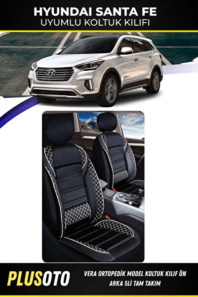 PlusOto مجموعة أغطية مقاعد السيارة المتوافقة مع Hyundai Santa Fe من سلسلة Ver...
