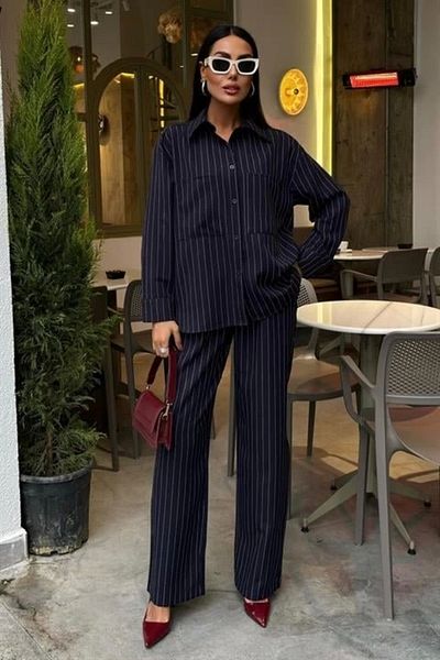 nedo7 Palazzo Trousers Striped Suit 10092