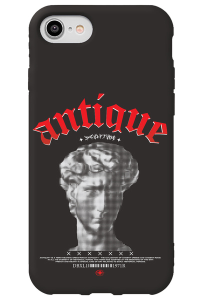 WANNA PROTECT iPhone 16e Siyah İçi Kadife Antique Desenli Silikon Telefon Kılıfı