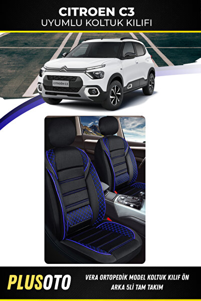 PlusOto مجموعة أغطية مقاعد السيارة المتوافقة مع Citroen C3 من سلسلة Vera بالل...