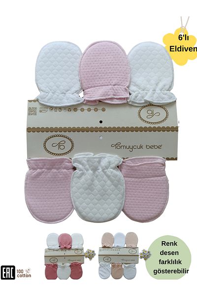 Bebella 6 Pairs of Baby Girl / Boy Gloves 100% Cotton Special Gloves for Babies Newborn Gift