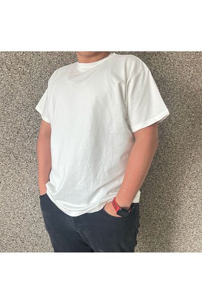 EQİ Men's White-Ekru Basic T-Shirt