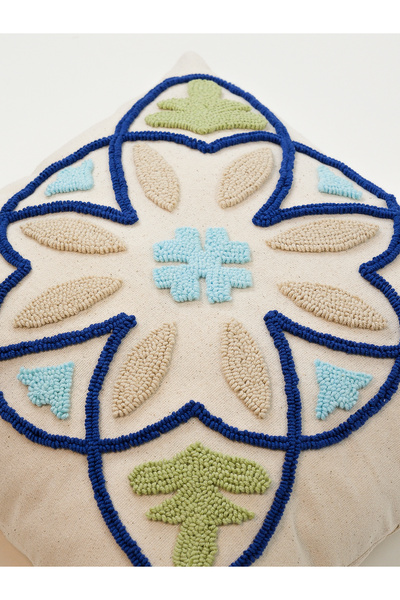 Galia Tasarım Marakeş – Husă de pernă cu model etnic albastru | Pernă decorativă realizată manual cu ac de punch