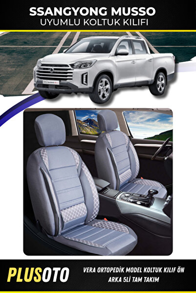 PlusOto مجموعة غطاء مقعد السيارة المدخن من سلسلة Vera المتوافقة مع Ssangyong ...