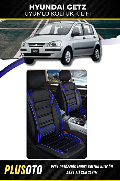 PlusOto Hyundai Getz Compatible Vera Series Black Blue Car Seat Cover Set of ...