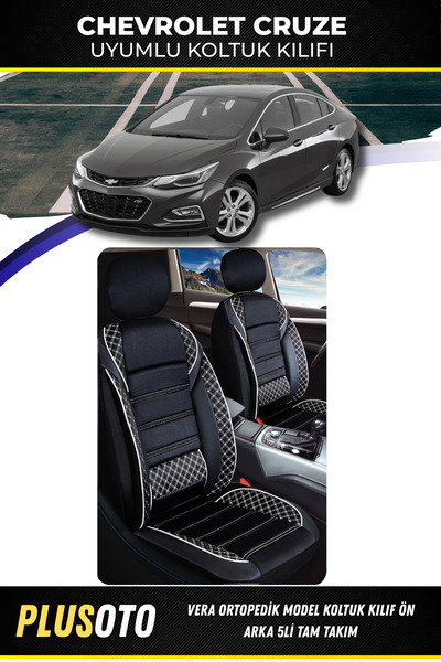 PlusOto مجموعة غطاء مقعد السيارة شيفروليه كروز المتوافقة مع سلسلة فيرا باللون...