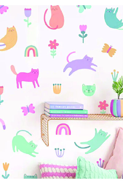WALLHUMAN Şirin Kediler Çocuk Odası Duvar Stickeri