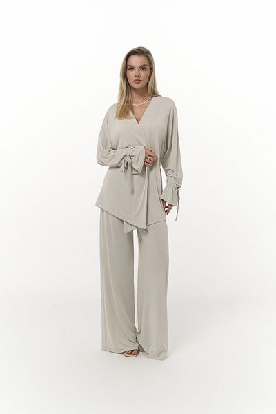 MAİ COLLECTİON Donna bézs kimonó nadrág szett