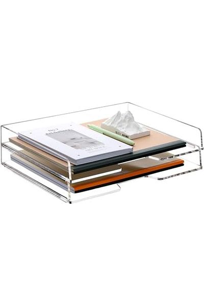 Generic منظم ورق رسائل، منظم ورق أكريليك قابل للتكديس للرسائل/A4، منظم مكتب 9×11.5 بوصة