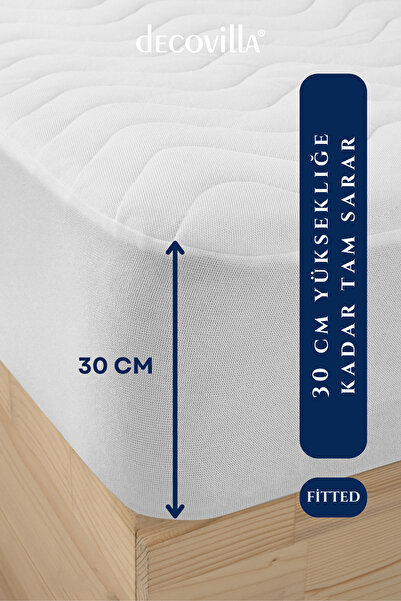 Decovilla Мікро стьобаний водонепроникний чохол для матраца з повним краєм для захисту від води та рідини Простирадло для матраца білий