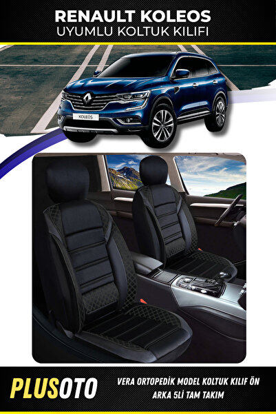 PlusOto مجموعة غطاء مقعد السيارة الأسود المتوافقة مع سلسلة Vera من Renault Ko...