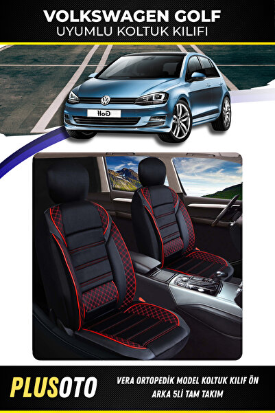 PlusOto Volkswagen GolfUyumlu Vera Serisi Siyah Kırmızı Oto Koltuk Kılıfı 5li...