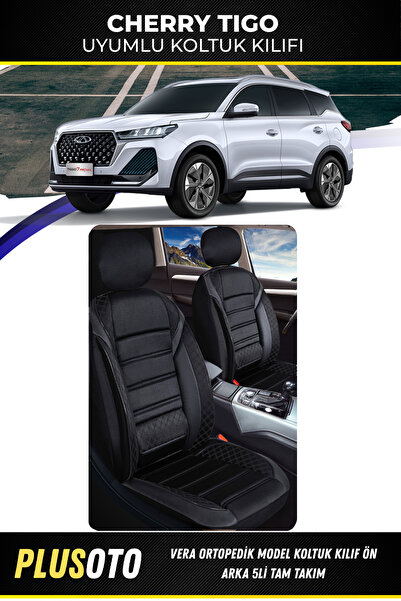 PlusOto مجموعة أغطية مقاعد السيارة السوداء المتوافقة مع Chery Tiggo من سلسلة ...