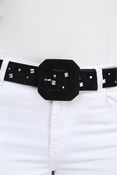 Paçuli Moda حزام نسائي من جلد الغزال مرصع بالأحجار من الباتشولي K-aw19056