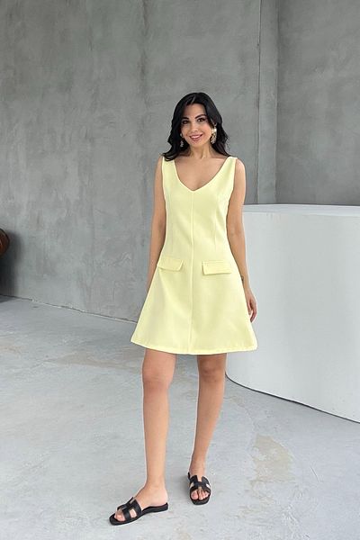 Seda Yalçın Atelier Yellow Strappy Dress with Pocket Detail