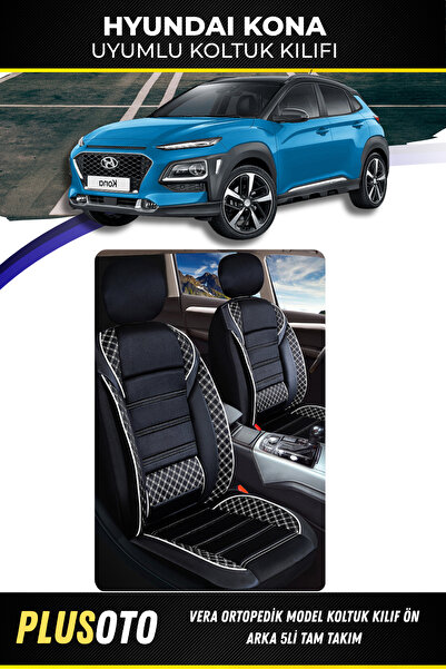PlusOto مجموعة أغطية مقاعد السيارة المتوافقة مع سلسلة Vera من Hyundai Kona با...