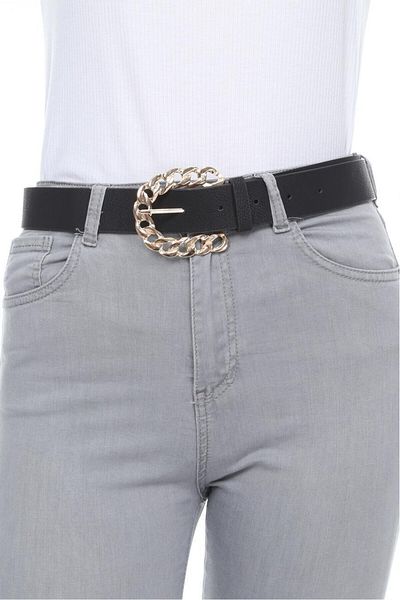 Paçuli Moda Patchouli Women's Chain Pattern Buckle Belt K-ss20040