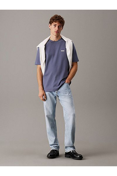 Calvin Klein Men's Woven Crew Neck Short Sleeve Casual Gray T-Shirt J30J 327234 -Pcp