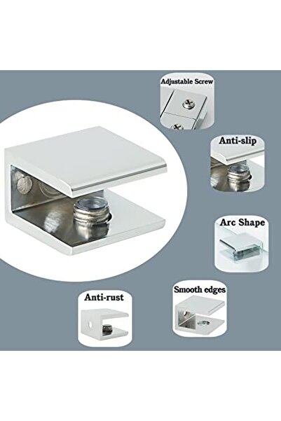 Generic حامل رف زجاجي من SAYAYO، 4 قطع من مشابك الرفوف القابلة للتعديل، دعامات الرفوف المثبتة على الحائط المعدنية