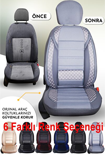 PlusOto Nissan Pulsar Compatible Vera Series Smoked Car Seat Cover Set of 5 M-573