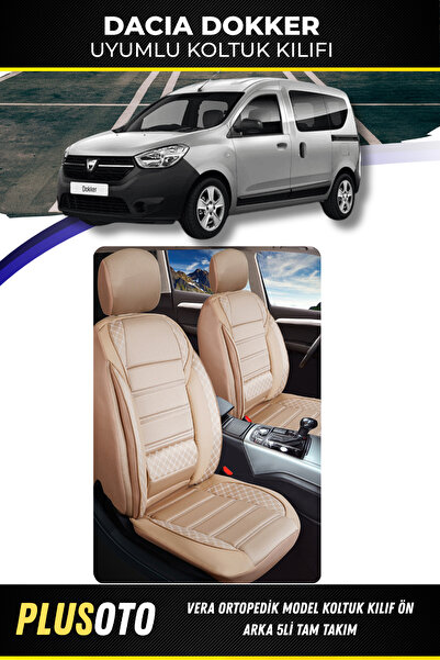 PlusOto مجموعة غطاء مقعد السيارة باللون البيج المتوافق مع سلسلة Vera من Dacia...