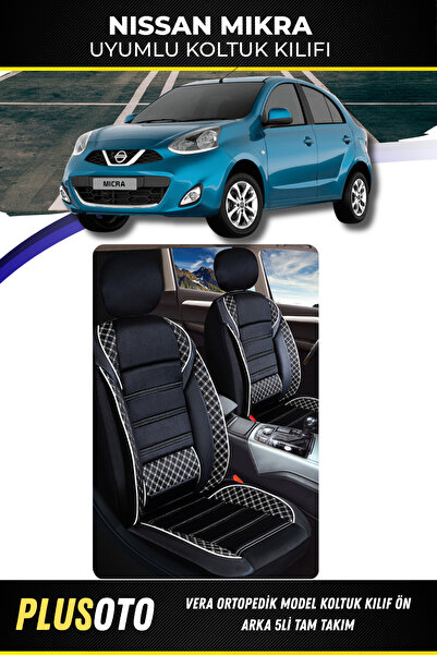 PlusOto مجموعة غطاء مقعد السيارة المتوافقة مع سلسلة Vera من Nissan Micra بالل...