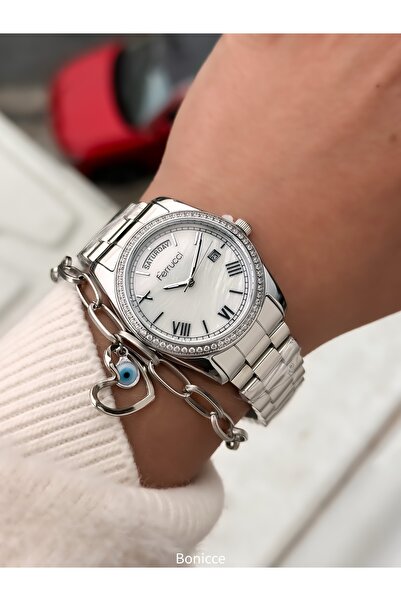 Ferrucci Gümüş Yeni Model Bayan Kol Saati+bileklik