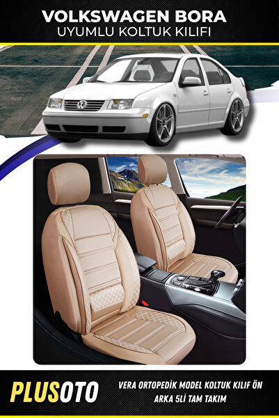 PlusOto مجموعة أغطية مقاعد السيارة باللون البيج المتوافقة مع سلسلة فولكس فاجن...