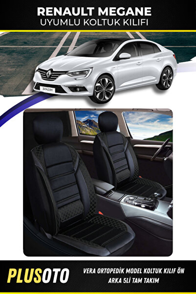 PlusOto Renault Megane Compatible Vera Series Black Car Seat Cover Set of 5 M...