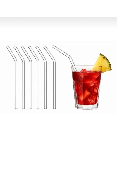 holy 6-Piece Glass Straw Coffee Transparent Glass Straw Cocktail Presentation Straw